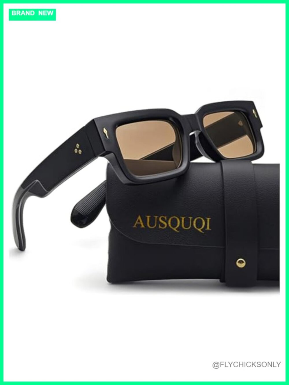 Thick Square UV400 Sunglasses Chunky Rivet Rectangle